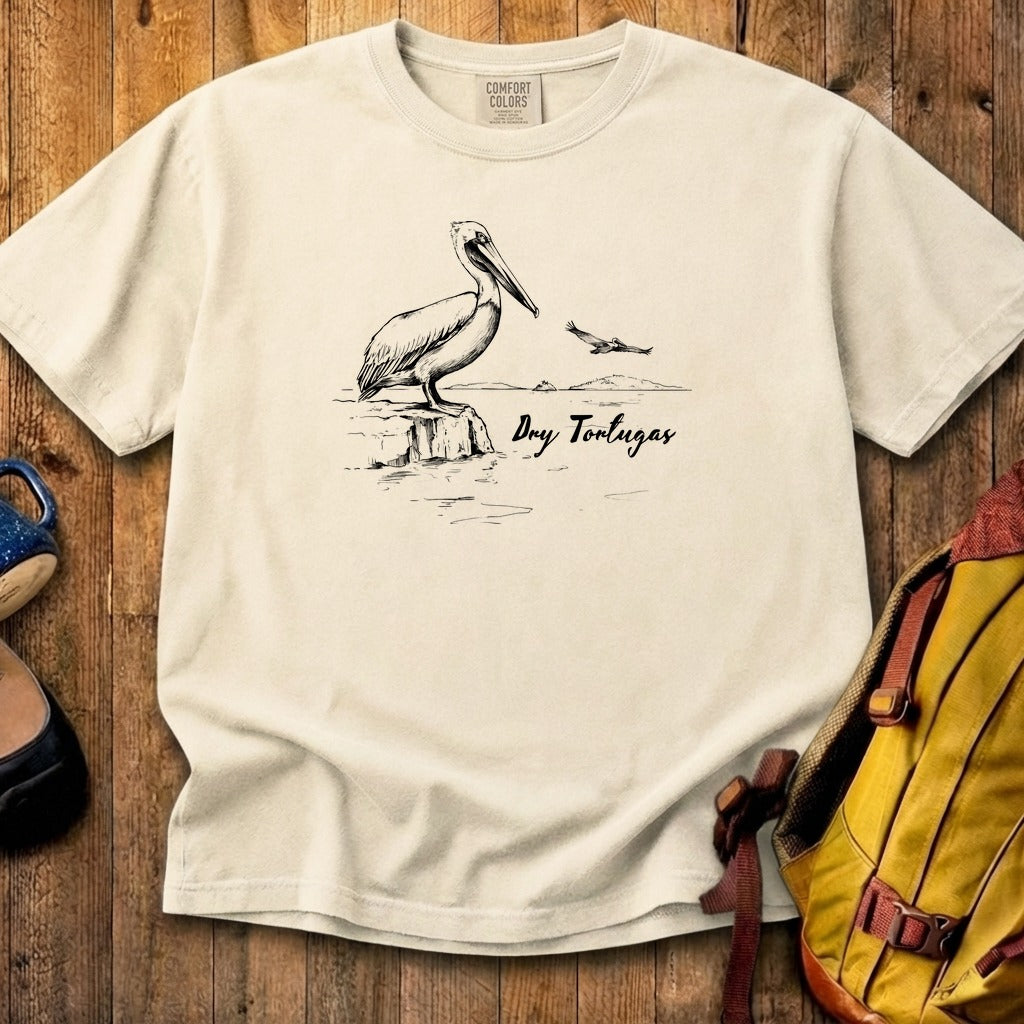Dry Tortugas Line Drawing Cotton T-Shirt