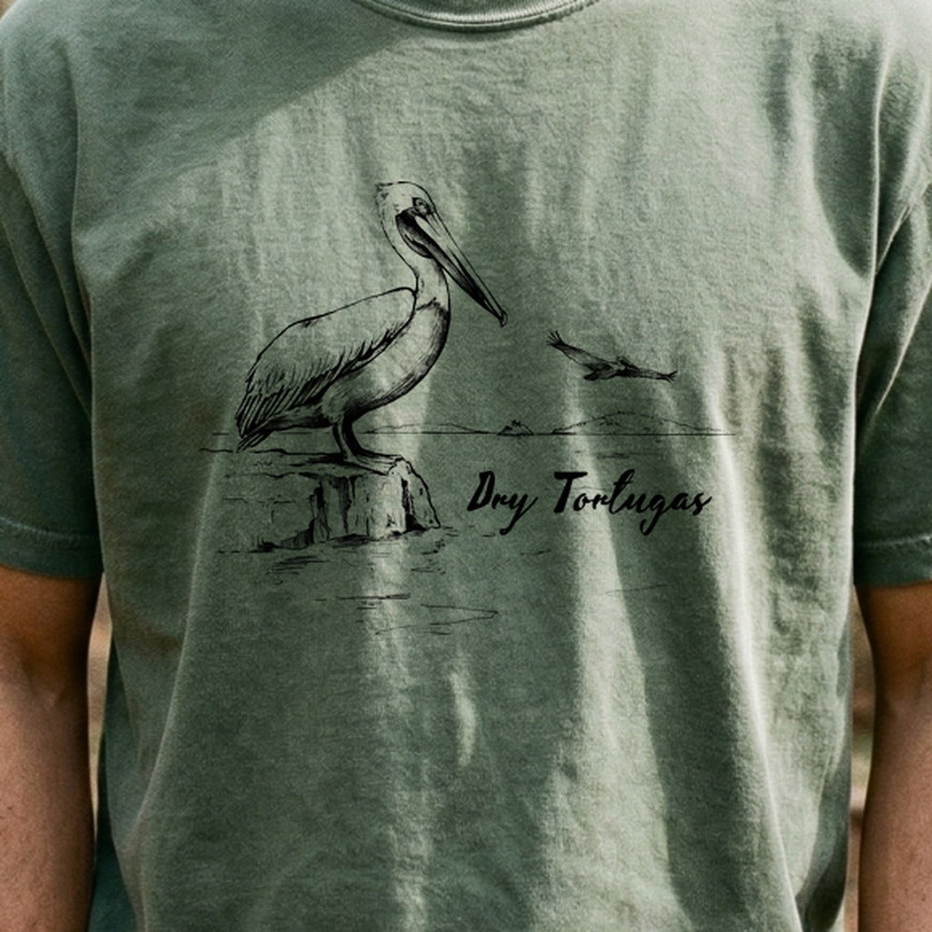 Dry Tortugas Line Drawing Cotton T-Shirt