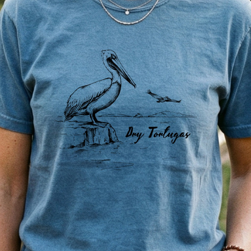 Dry Tortugas Line Drawing Cotton T-Shirt