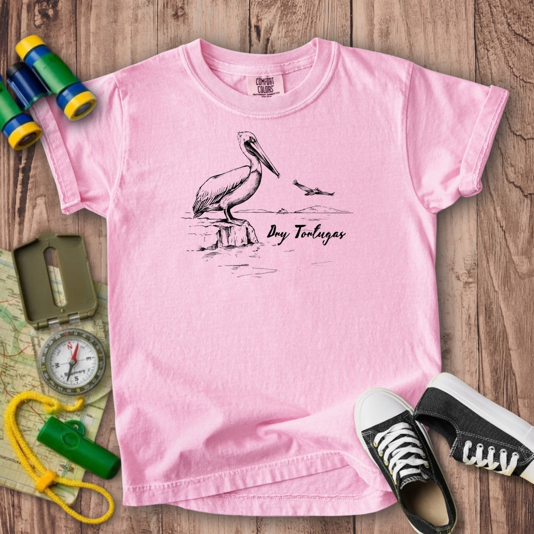 Dry Tortugas Line Drawing Kids Cotton T-Shirt