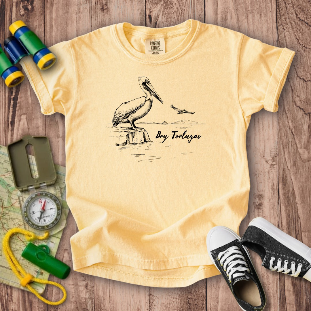 Dry Tortugas Line Drawing Kids Cotton T-Shirt