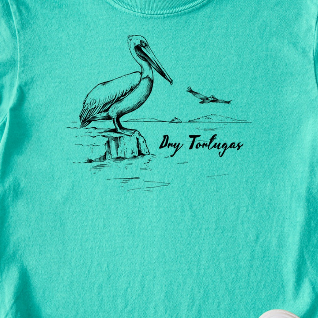 Dry Tortugas Line Drawing Kids Cotton T-Shirt