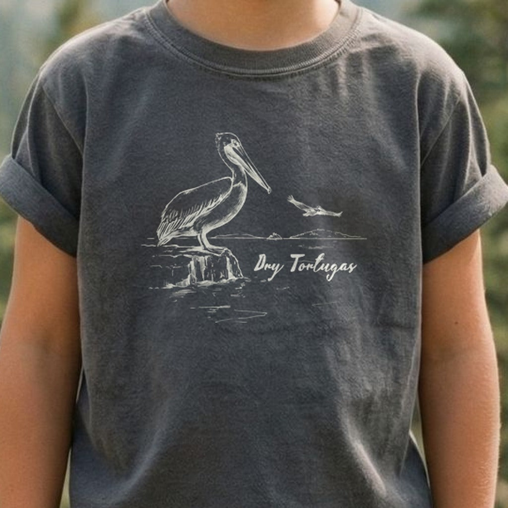 Dry Tortugas Line Drawing Kids Cotton T-Shirt