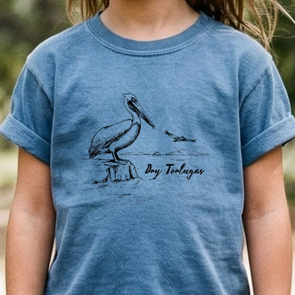 Dry Tortugas Line Drawing Kids Cotton T-Shirt