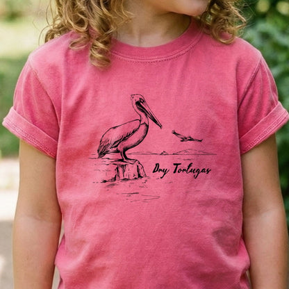 Dry Tortugas Line Drawing Kids Cotton T-Shirt