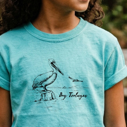 Dry Tortugas Line Drawing Kids Cotton T-Shirt