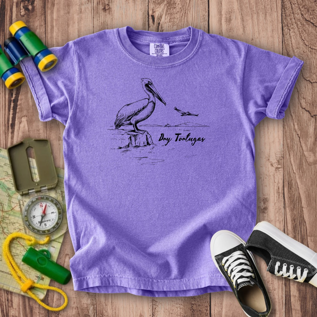 Dry Tortugas Line Drawing Kids Cotton T-Shirt