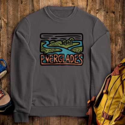 Everglades National Park Crewneck Sweatshirt Charcoal Adventure and Outdoors Themed Sweatshirt