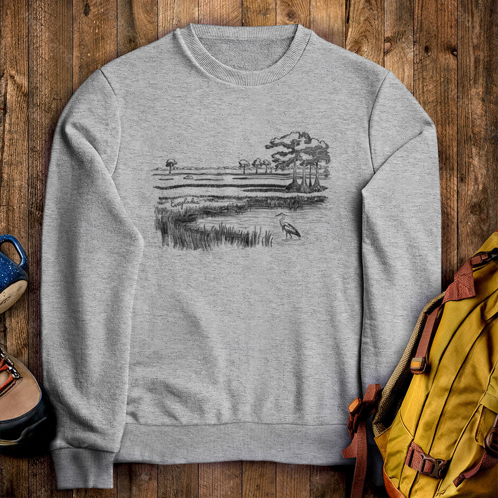 Everglades Line Drawing Crewneck Sweatshirt