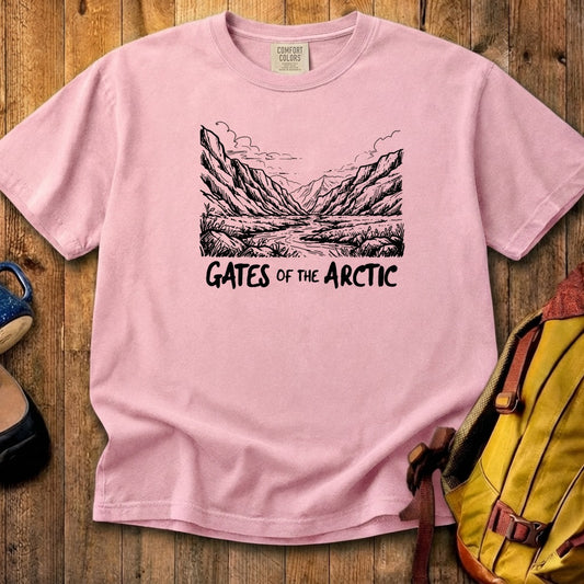 Gates of the Artic Line Drawing Cotton T-Shirt