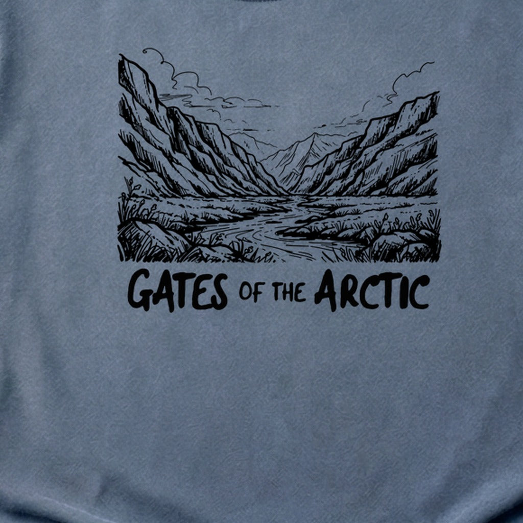 Gates of the Artic Line Drawing Cotton T-Shirt