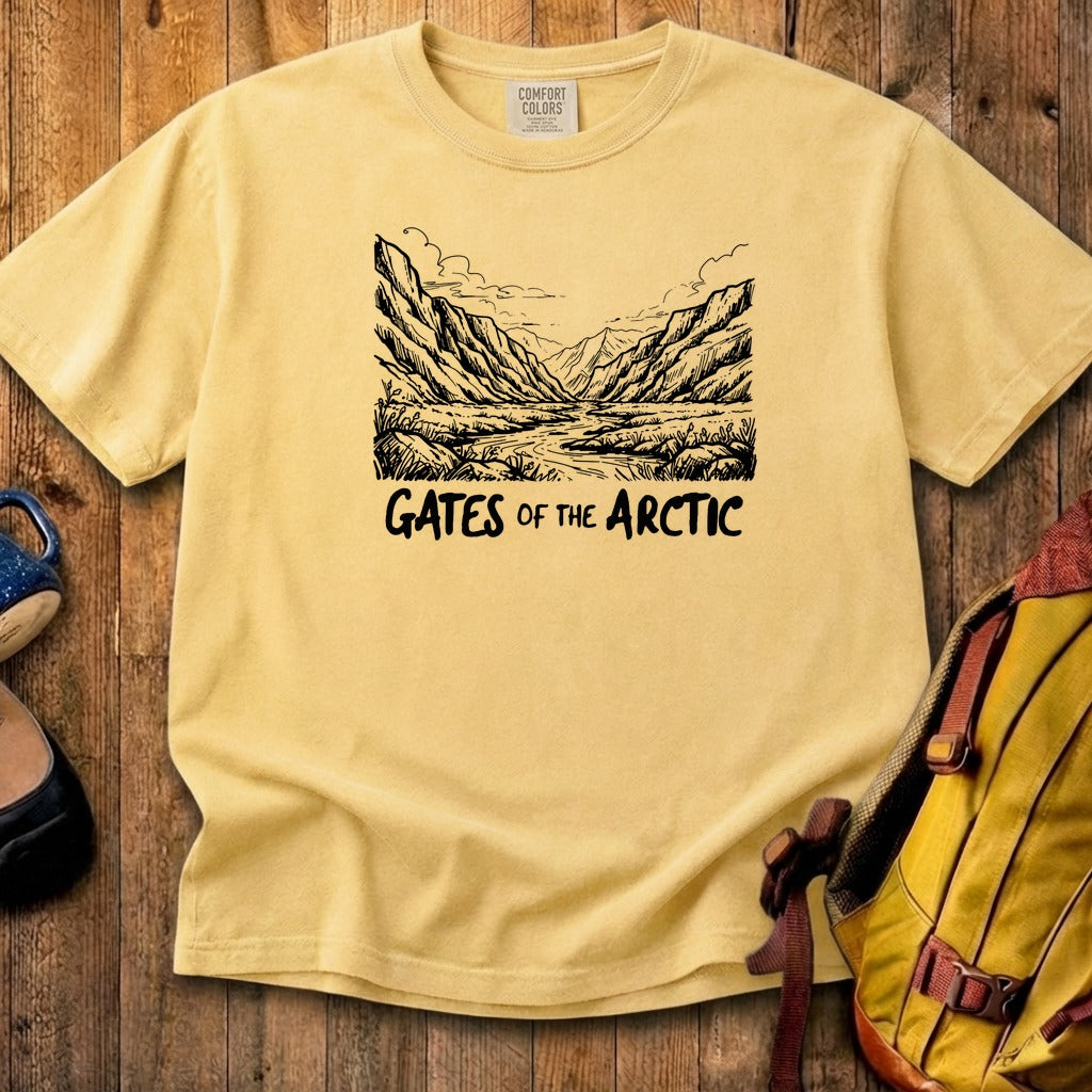 Gates of the Artic Line Drawing Cotton T-Shirt