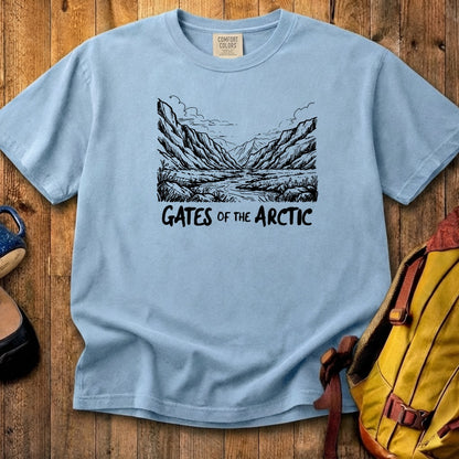 Gates of the Artic Line Drawing Cotton T-Shirt