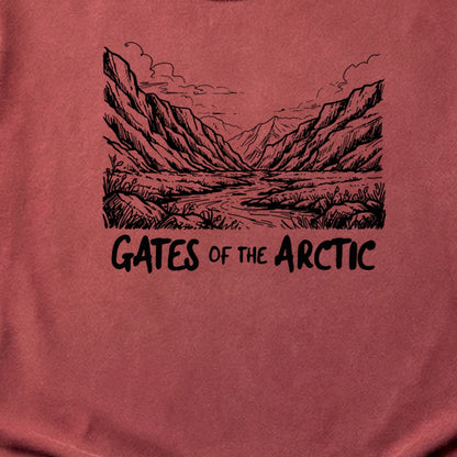 Gates of the Artic Line Drawing Cotton T-Shirt