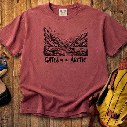 Gates of the Artic Line Drawing Cotton T-Shirt