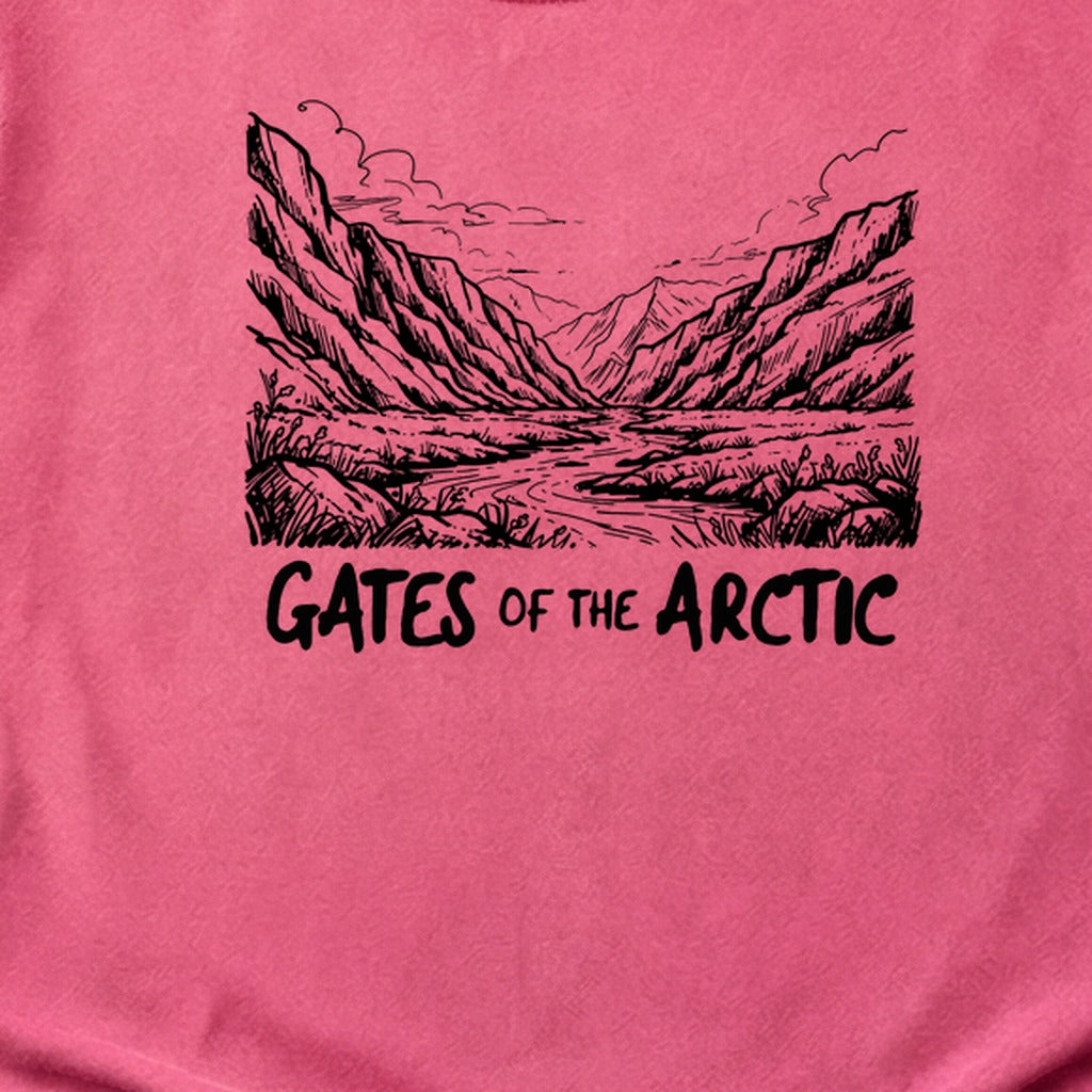 Gates of the Artic Line Drawing Cotton T-Shirt