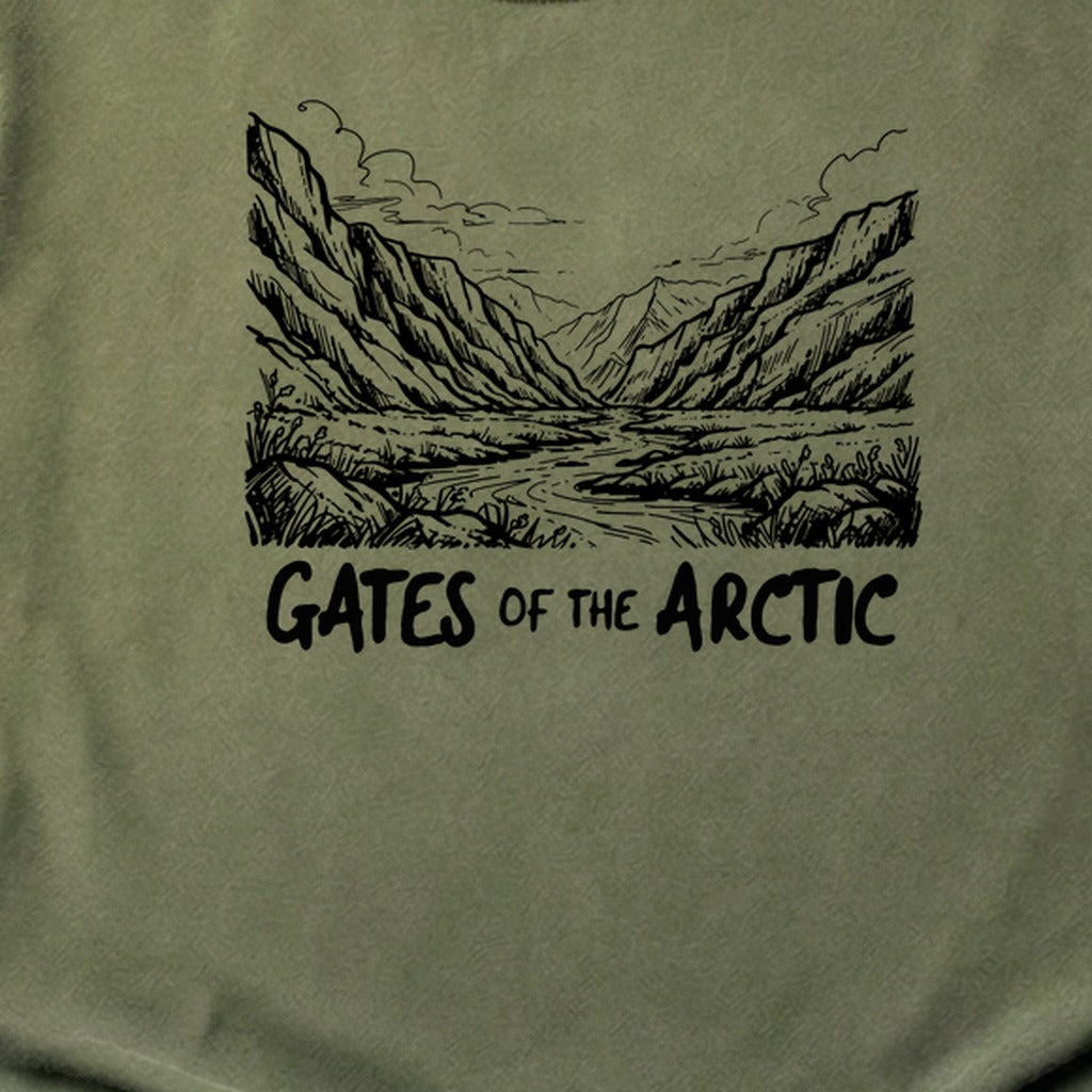 Gates of the Artic Line Drawing Cotton T-Shirt