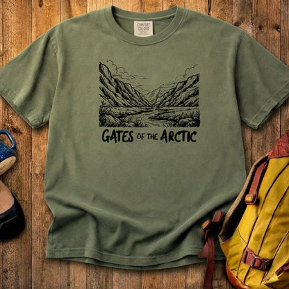 Gates of the Artic Line Drawing Cotton T-Shirt