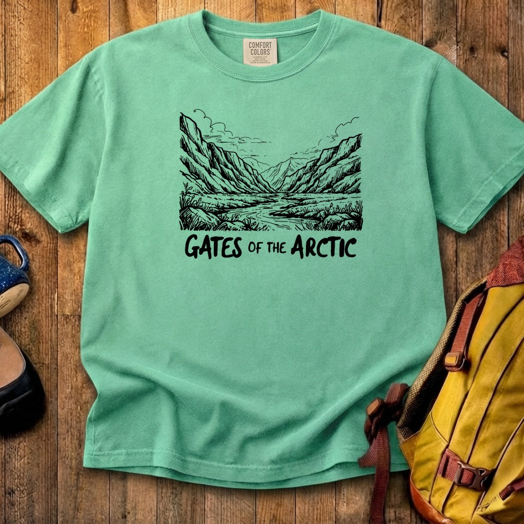 Gates of the Artic Line Drawing Cotton T-Shirt
