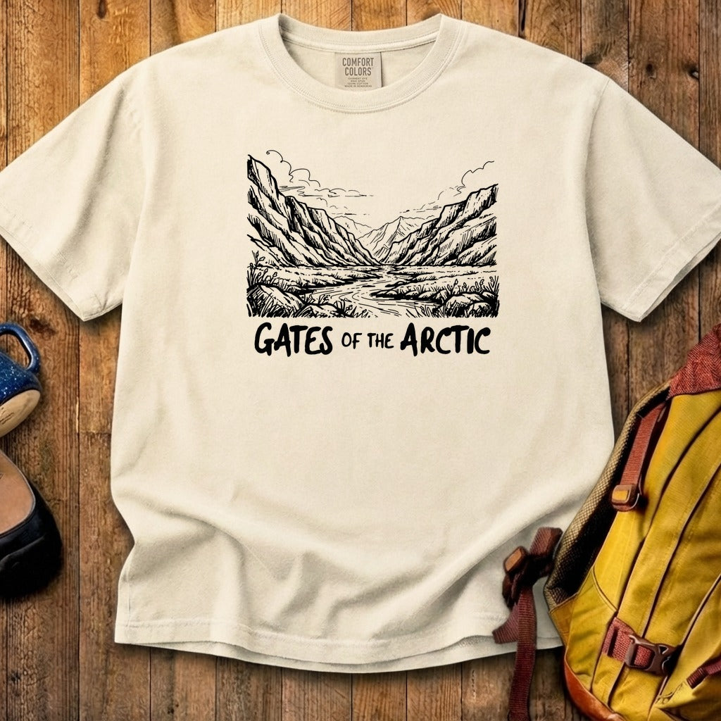 Gates of the Artic Line Drawing Cotton T-Shirt