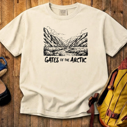 Gates of the Artic Line Drawing Cotton T-Shirt