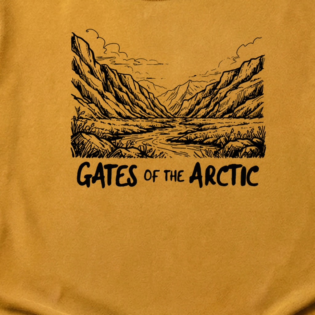 Gates of the Artic Line Drawing Cotton T-Shirt
