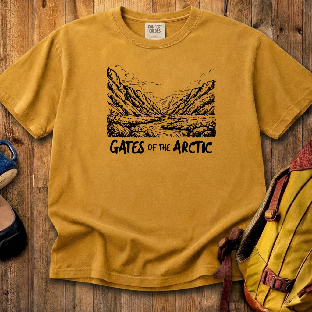 Gates of the Artic Line Drawing Cotton T-Shirt