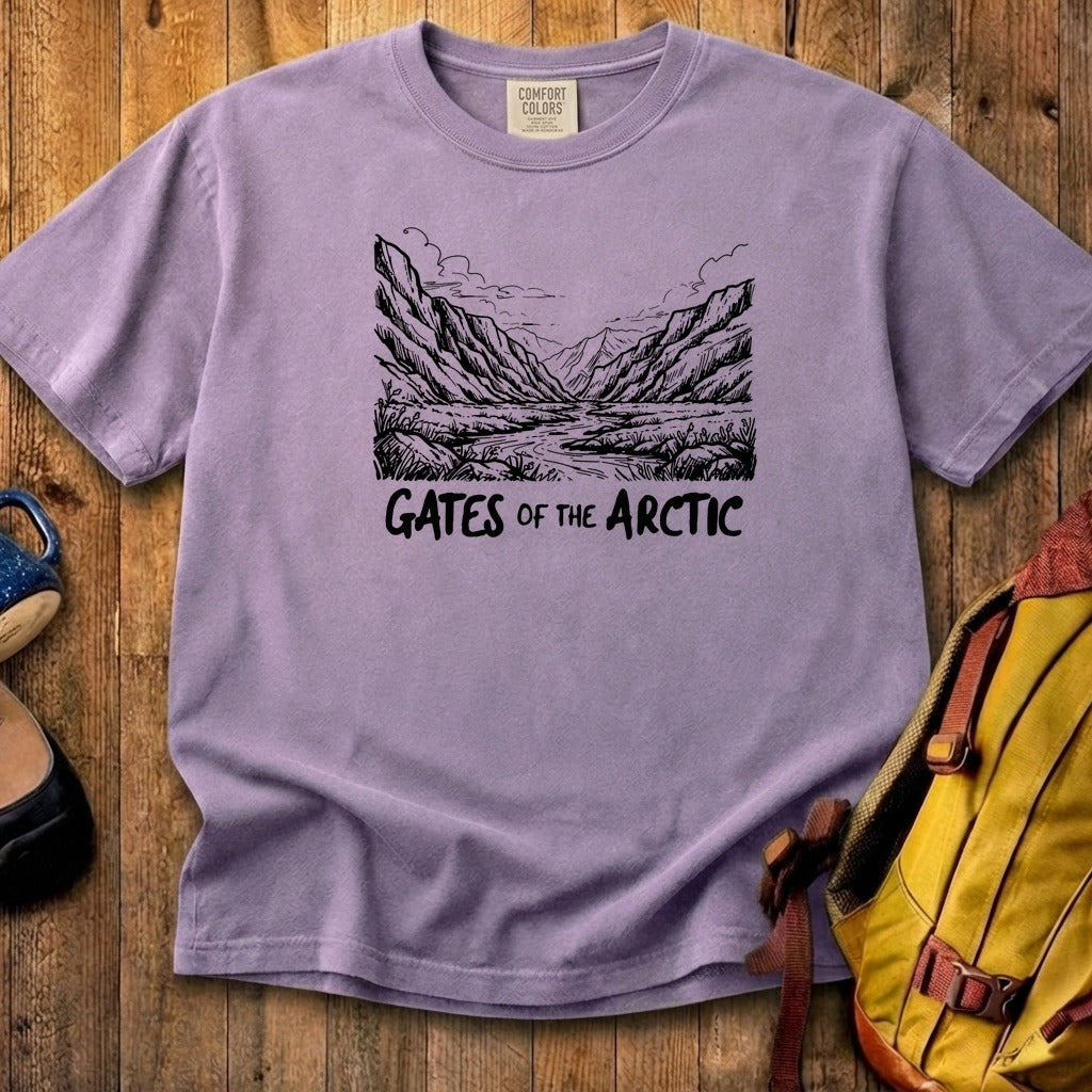 Gates of the Artic Line Drawing Cotton T-Shirt