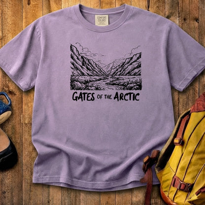 Gates of the Artic Line Drawing Cotton T-Shirt