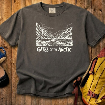 Gates of the Artic Line Drawing Cotton T-Shirt