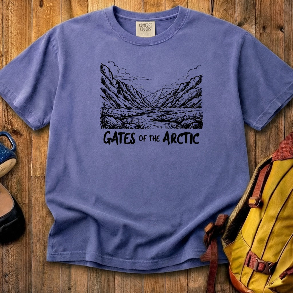 Gates of the Artic Line Drawing Cotton T-Shirt
