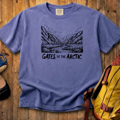 Gates of the Artic Line Drawing Cotton T-Shirt