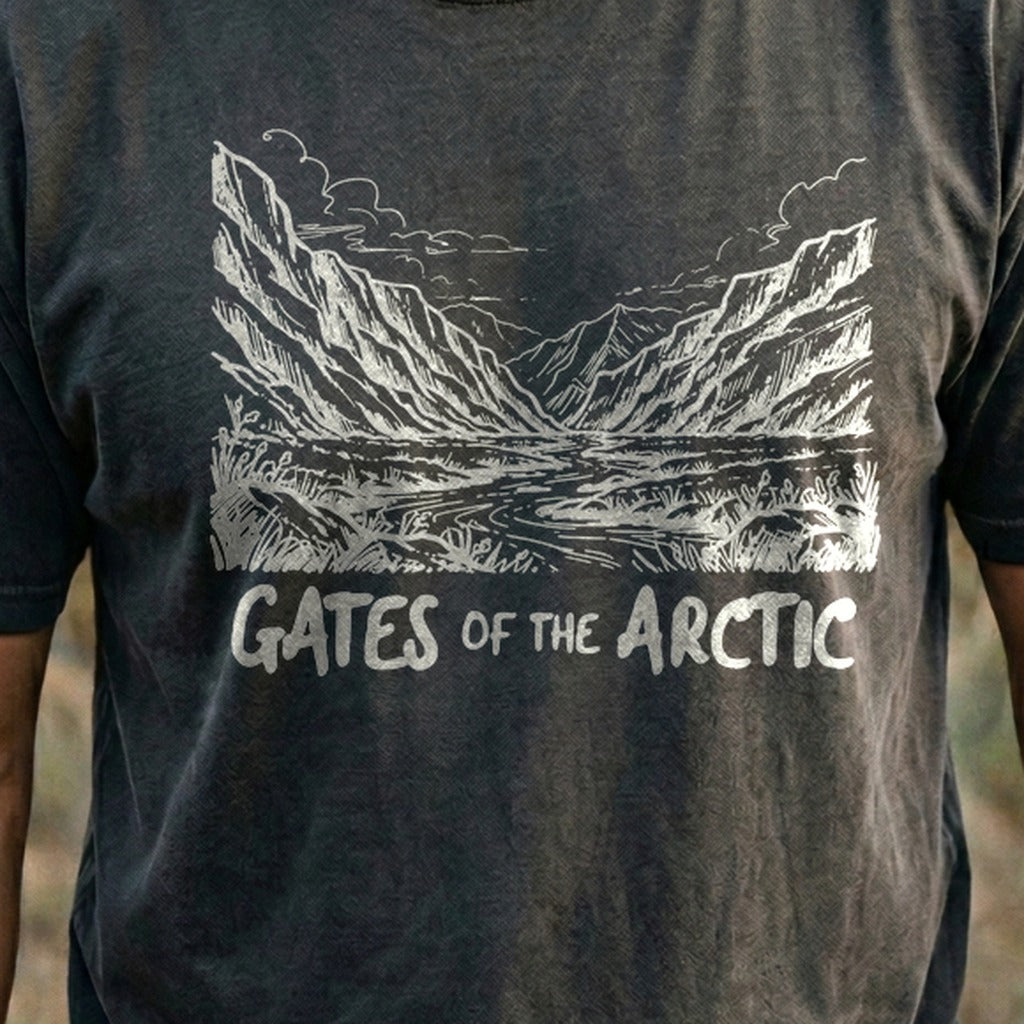 Gates of the Artic Line Drawing Cotton T-Shirt
