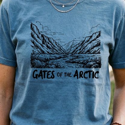 Gates of the Artic Line Drawing Cotton T-Shirt