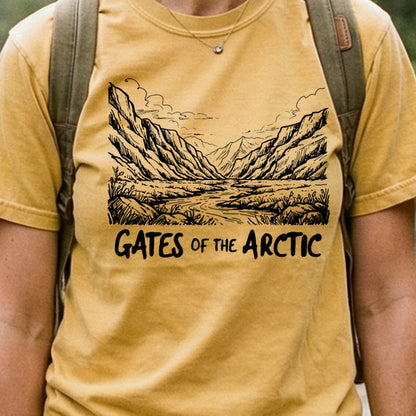 Gates of the Artic Line Drawing Cotton T-Shirt