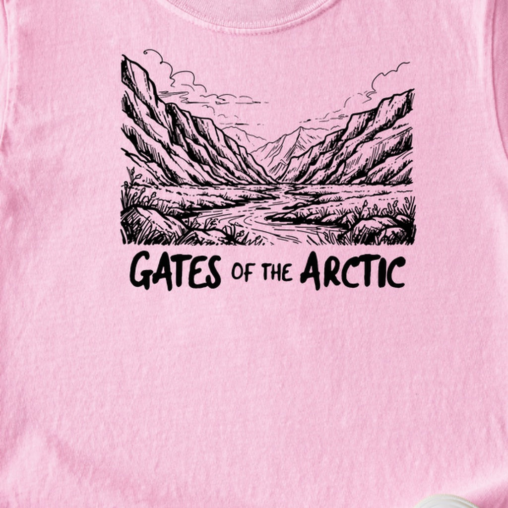 Gates of the Artic Line Drawing Kids Cotton T-Shirt