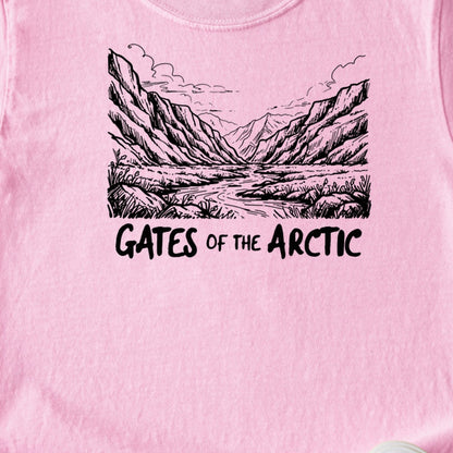 Gates of the Artic Line Drawing Kids Cotton T-Shirt