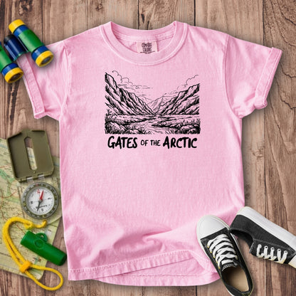 Gates of the Artic Line Drawing Kids Cotton T-Shirt