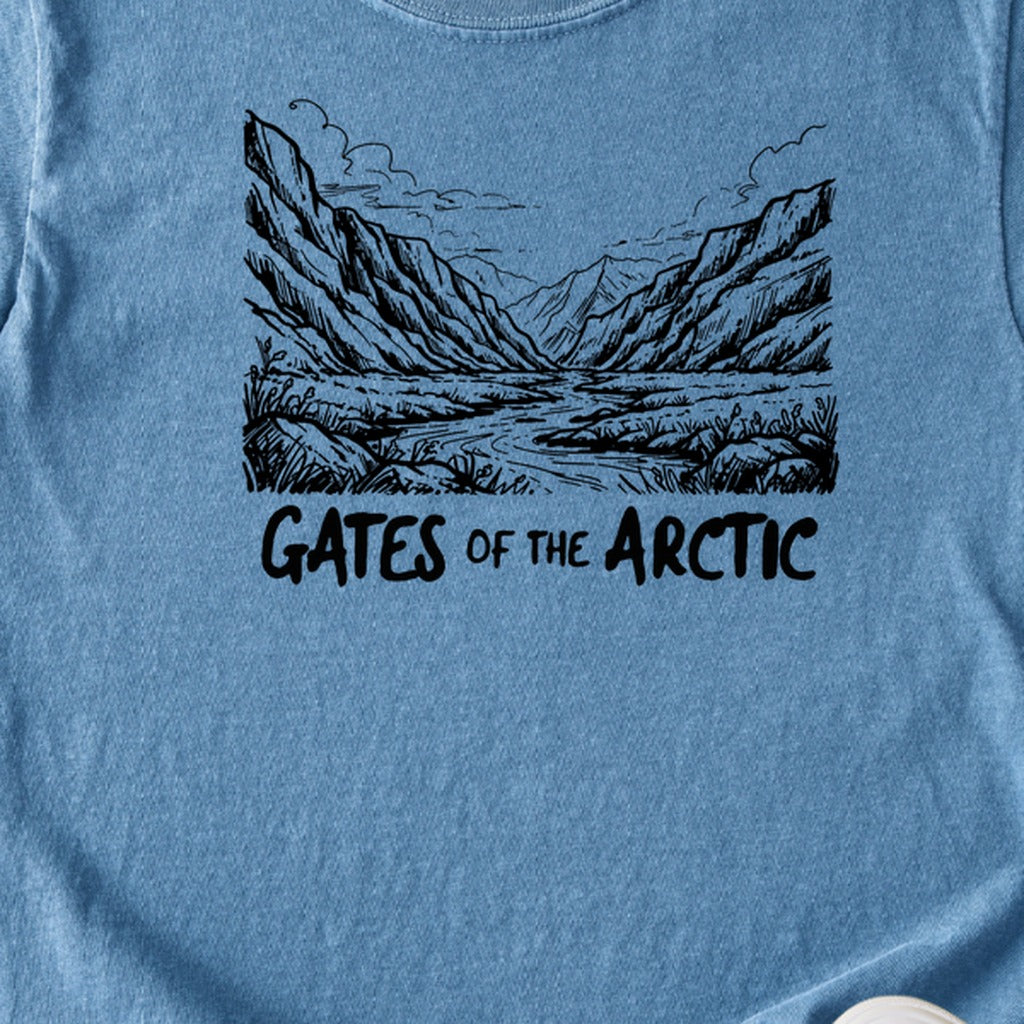 Gates of the Artic Line Drawing Kids Cotton T-Shirt