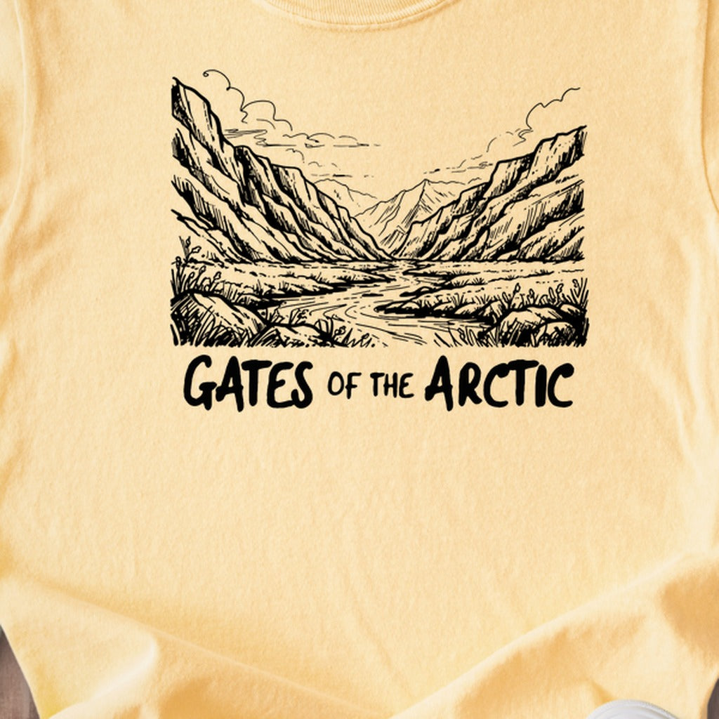 Gates of the Artic Line Drawing Kids Cotton T-Shirt