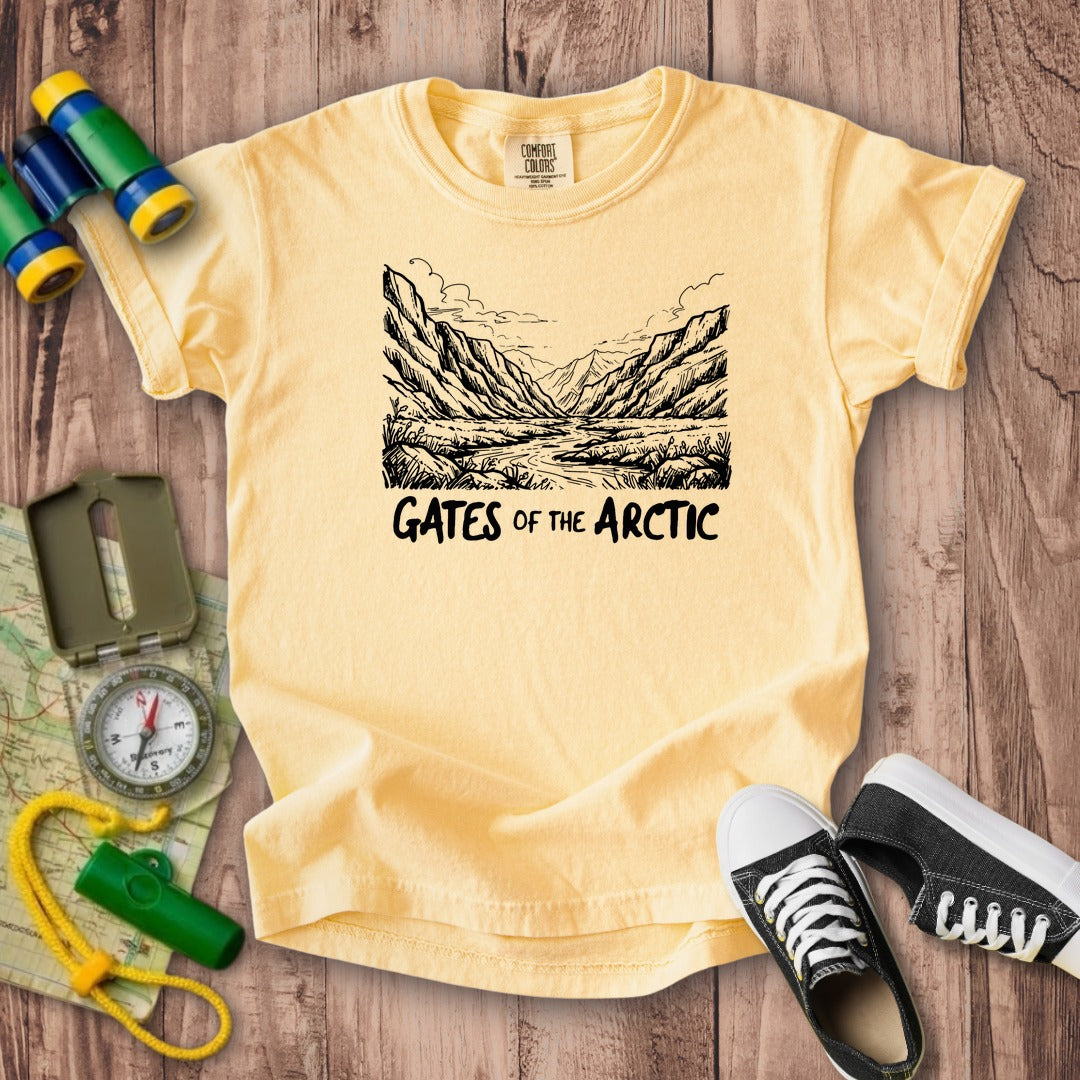 Gates of the Artic Line Drawing Kids Cotton T-Shirt