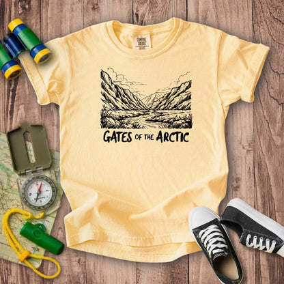 Gates of the Artic Line Drawing Kids Cotton T-Shirt