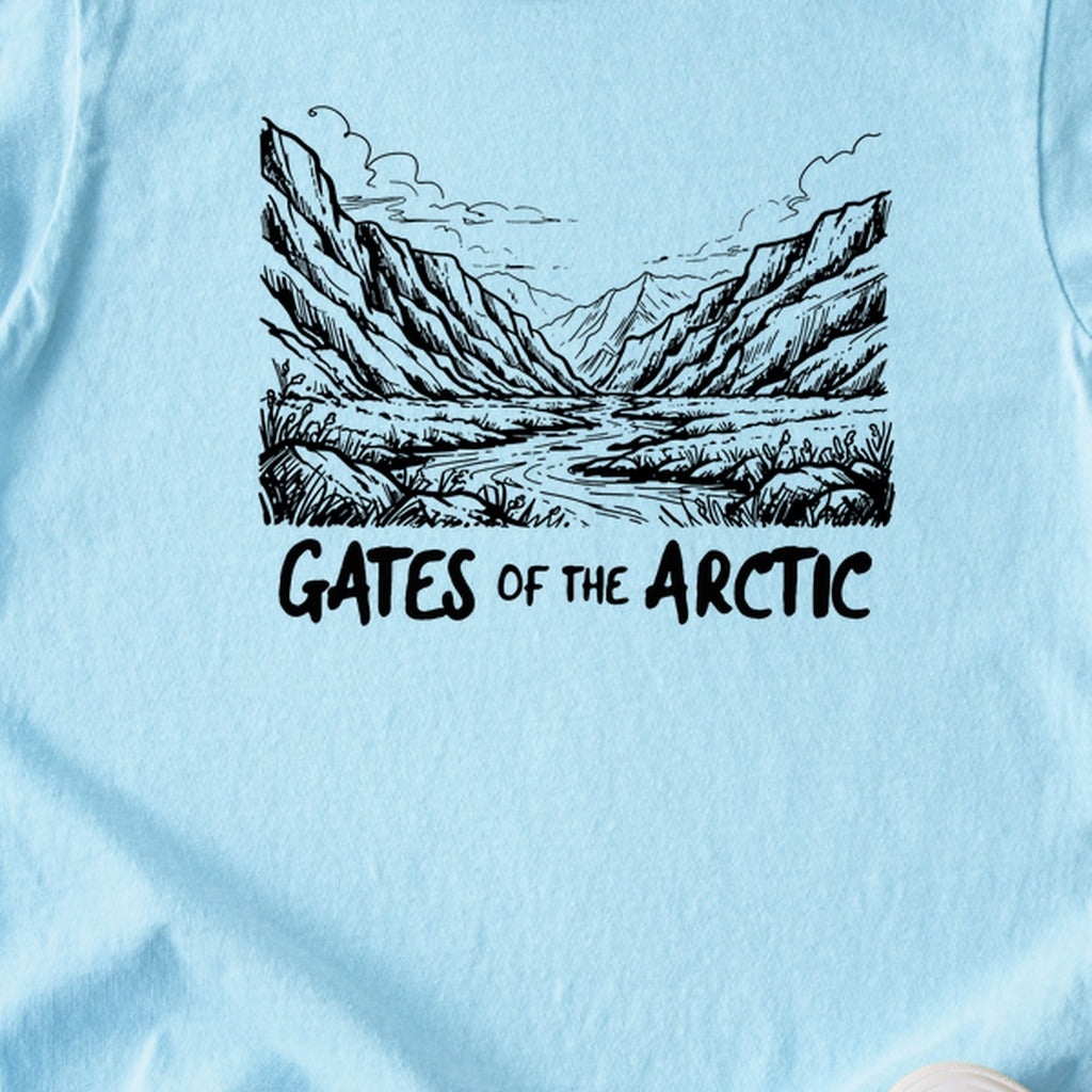 Gates of the Artic Line Drawing Kids Cotton T-Shirt