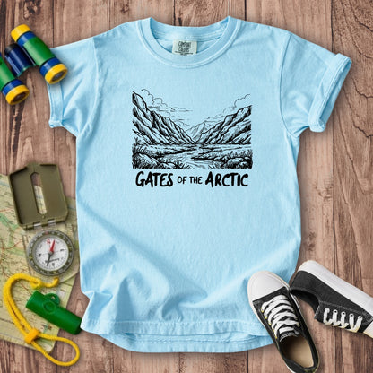 Gates of the Artic Line Drawing Kids Cotton T-Shirt