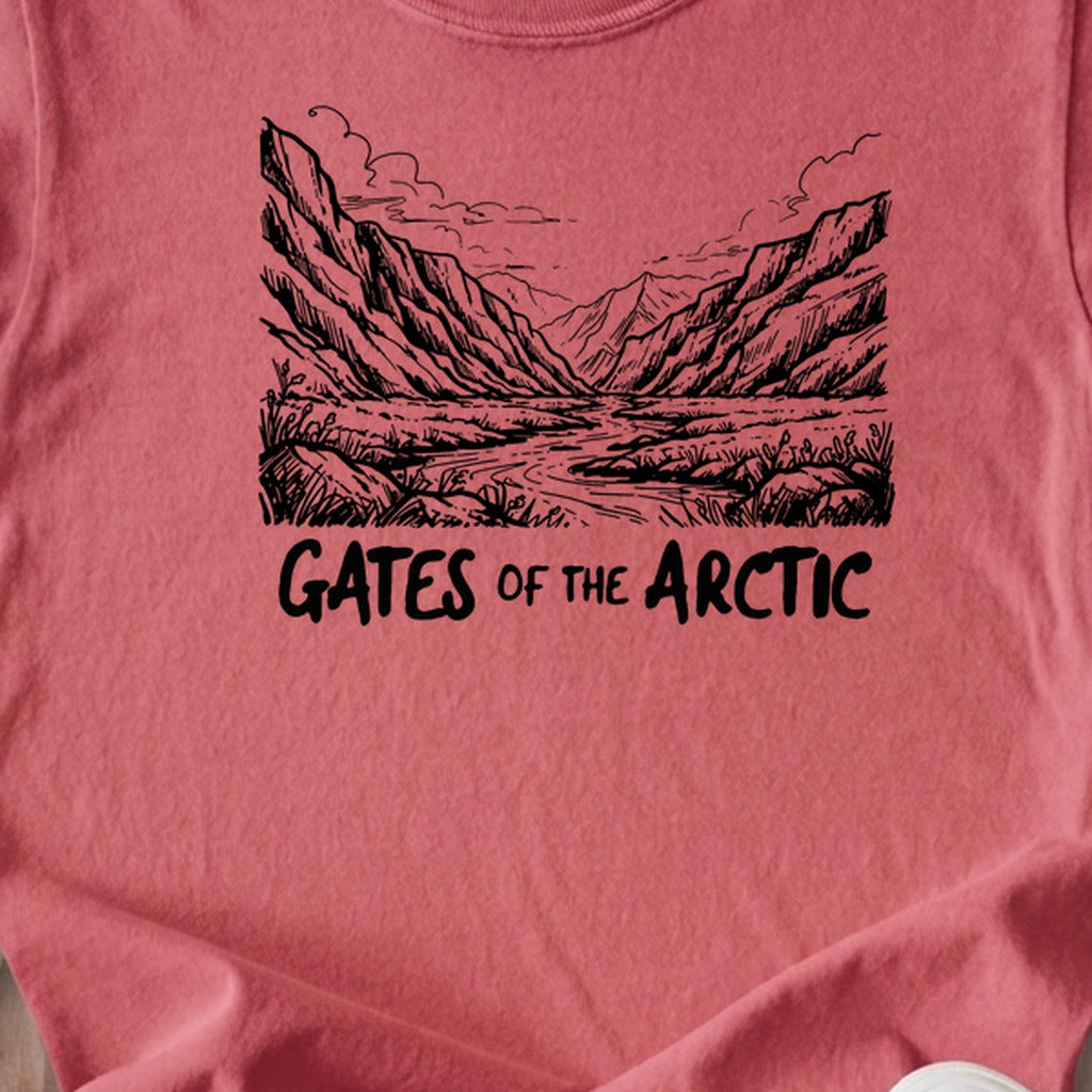 Gates of the Artic Line Drawing Kids Cotton T-Shirt