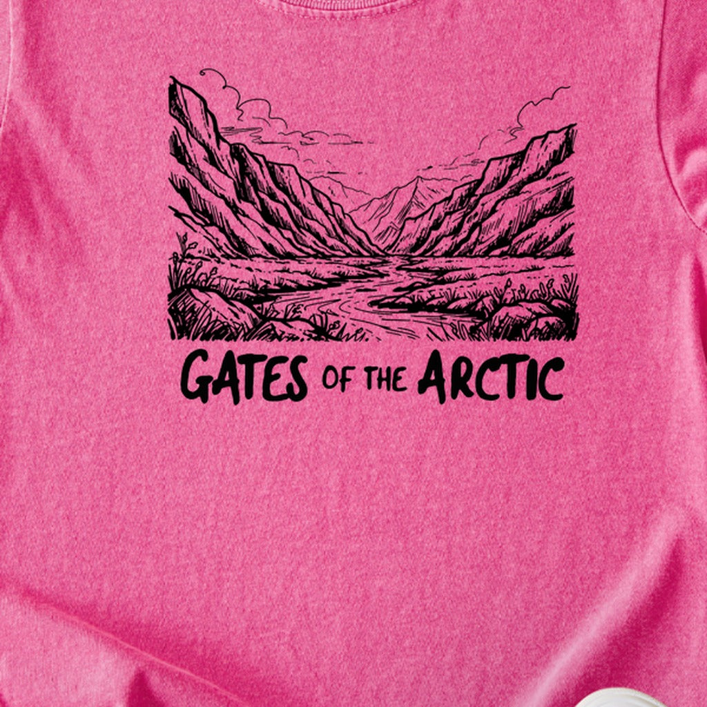 Gates of the Artic Line Drawing Kids Cotton T-Shirt
