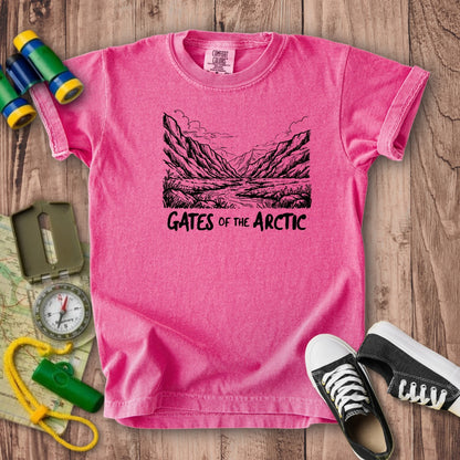 Gates of the Artic Line Drawing Kids Cotton T-Shirt