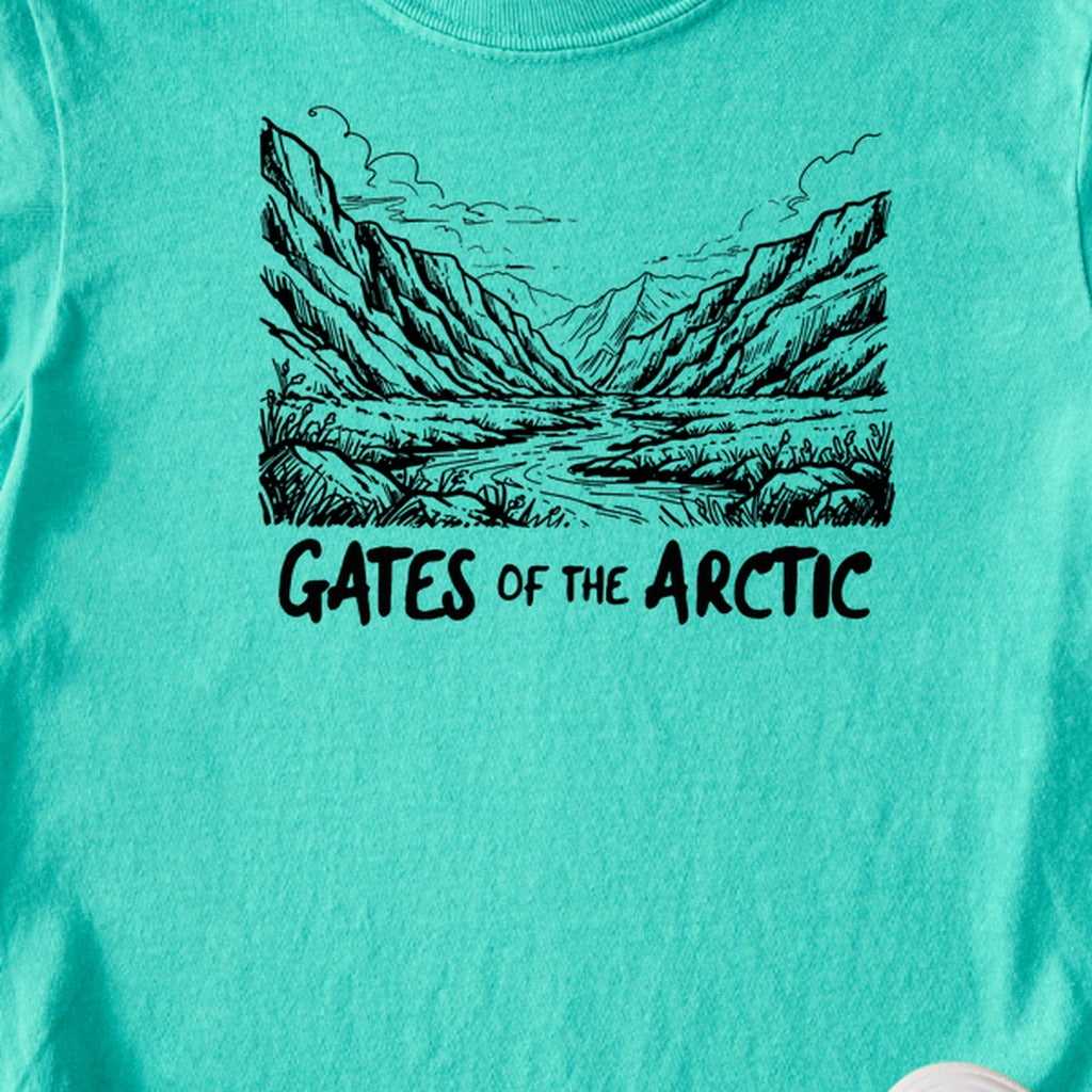 Gates of the Artic Line Drawing Kids Cotton T-Shirt
