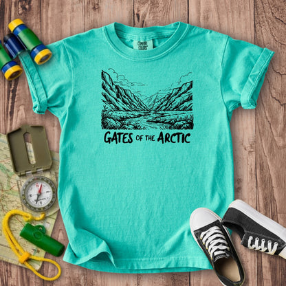 Gates of the Artic Line Drawing Kids Cotton T-Shirt