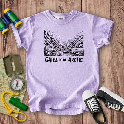 Gates of the Artic Line Drawing Kids Cotton T-Shirt